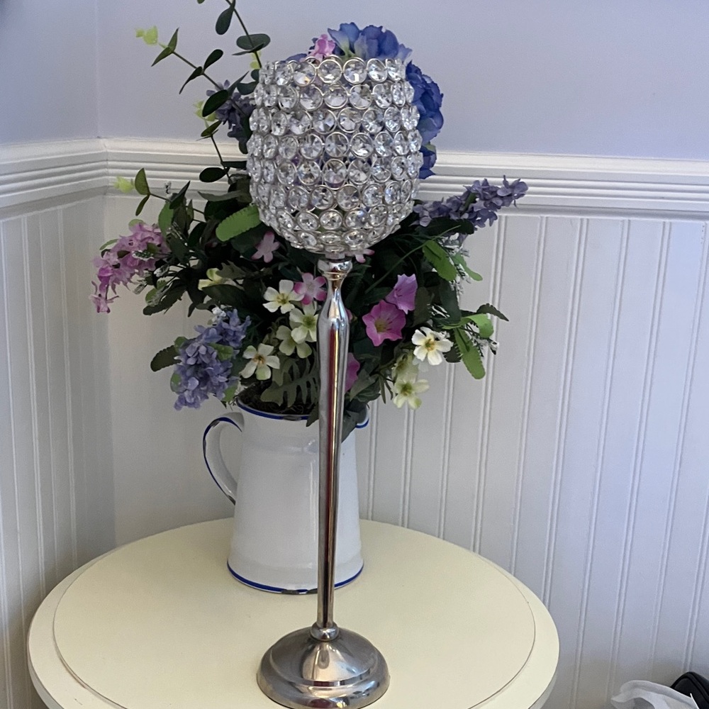 Nanette Lepore Silver Acrylic Crystal Candle/Voltive Holder/Centerpiece
